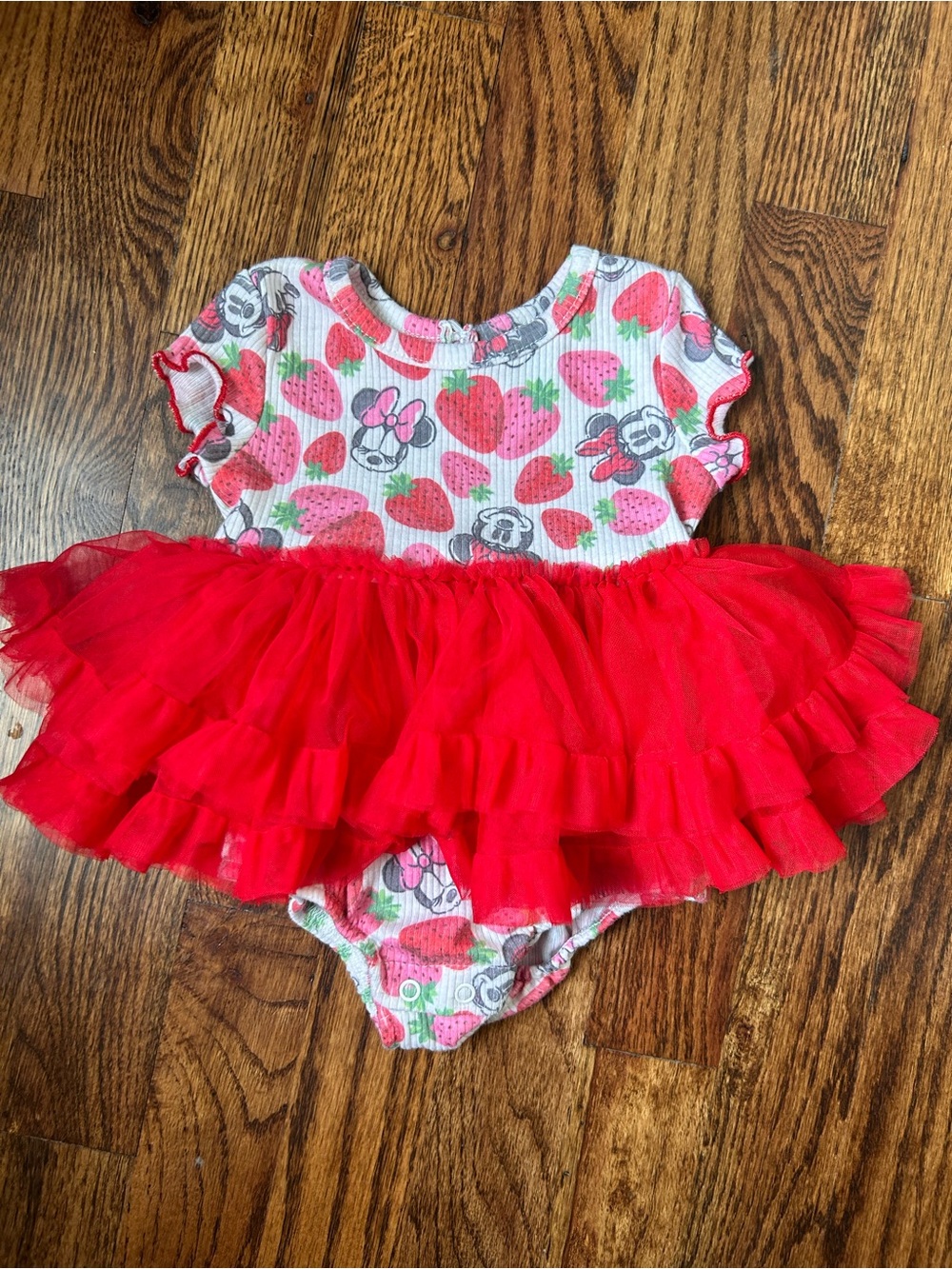 Disney Baby Minnie Mouse Strawberry Tutu Bodysuit Dress 0-3M